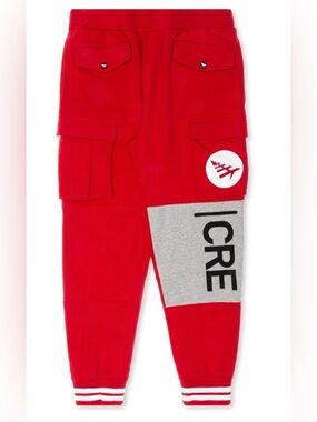 Paper Planes First Fold Cargo Pants, Red, Size Small